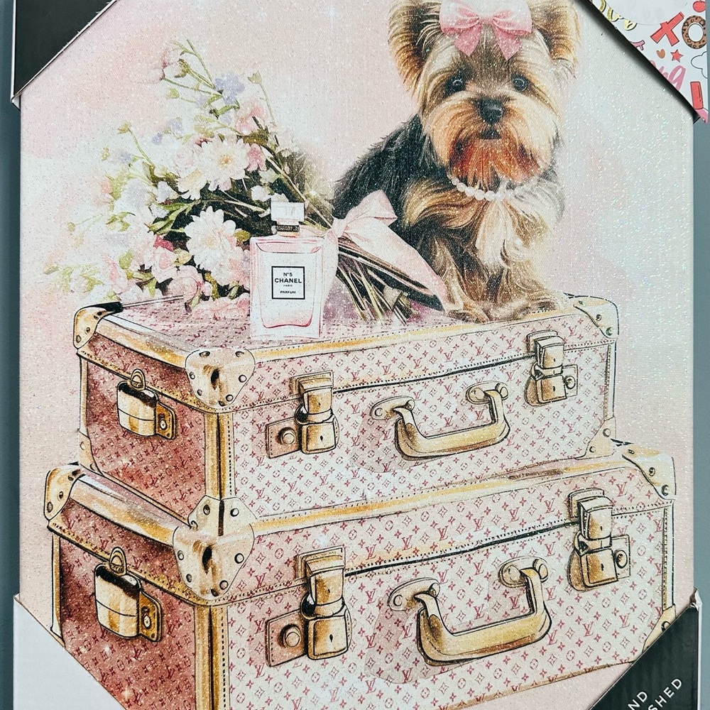 ✨NWT Luxury Inspired Yorkie Canvas Wall Art Chic Dog🐾💕